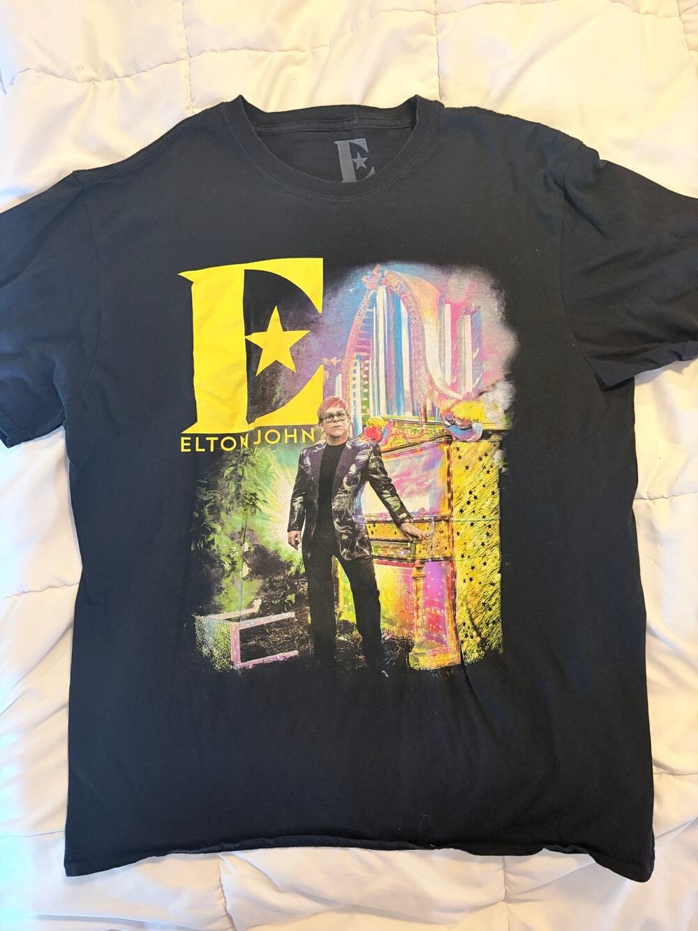 Elton John Farewell Yellow Brick Road 2022 Tour T-Shirt Black Concert Tee XL